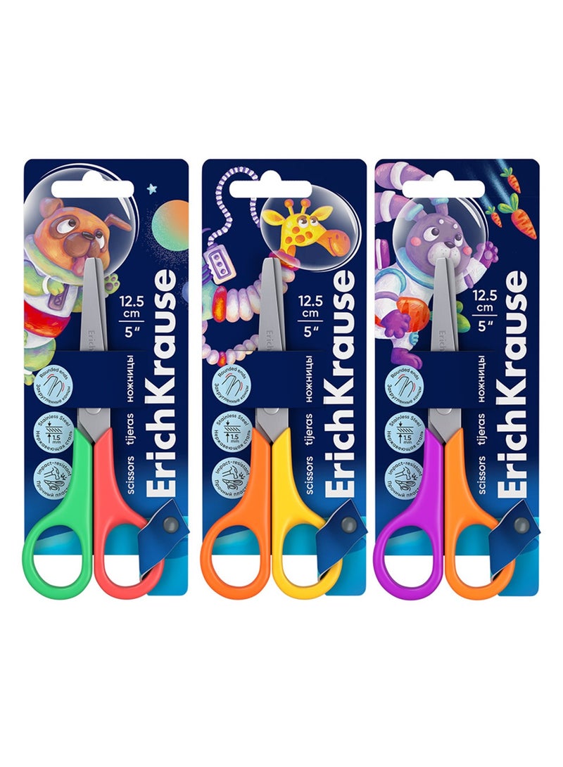 ErichKrause 1-Piece Funcut Kids Scissors 5 Inch Length With Assorted Handle Colours - Image 2