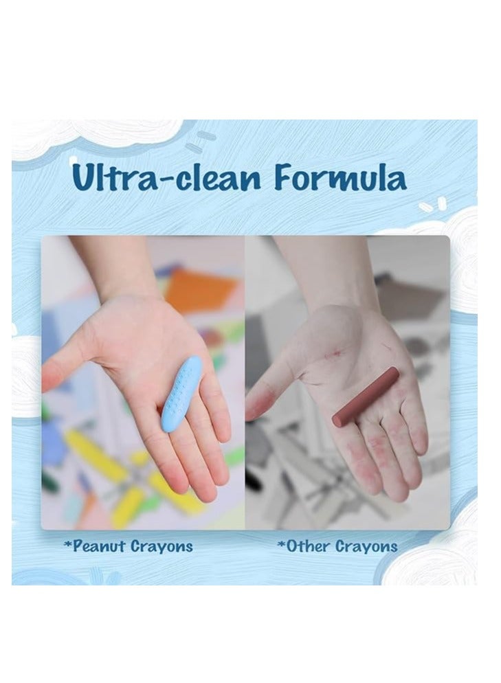 YPlus Crayons, Triangle Peanut Crayons for Kids, Non-Toxic Washable Crayons for Toddlers, Paint Crayons, Coloring Art Supplies, Handwriting Posture Correction Coloring Art for Toddlers (12 Colors) - Image 2