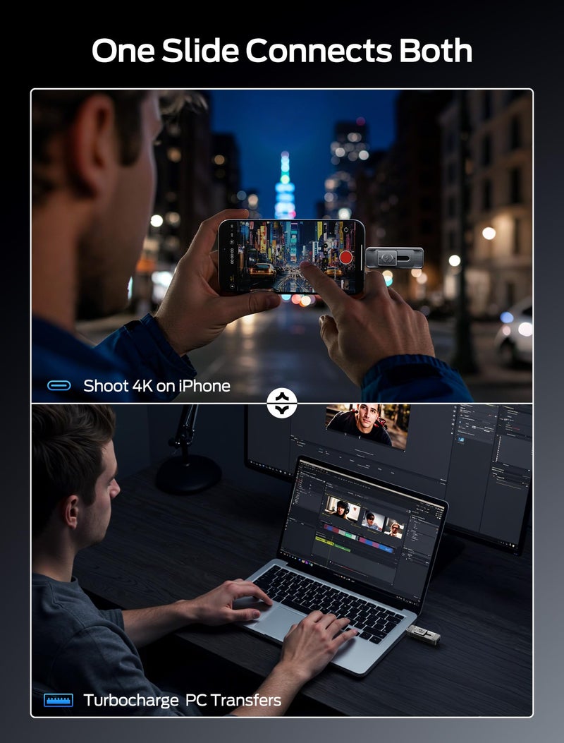 MOVESPEED MOVE SPEED 128GB Solid State Drives with Dual Ports & Push-Pull Design — 560MB/s Read Speed, Type C + USB 3.2 Drive Portable ssd for iPhone 15/16/Android/Mac - Image 3