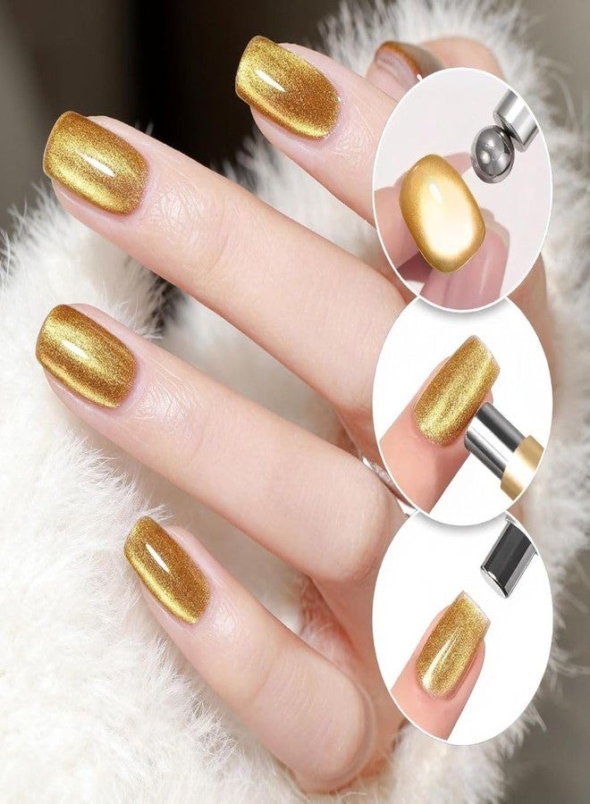 THR3E STROKES Essentials Cat Eye Magnetic for Nails Double-Head Nail Magnet Sturdy Cat Eye Magnet for Nails with Round Magnetic Bead Multifunctional Magnet for Cat Eye Gel Polish Home DIY (BALL MAGNET) (GOLD) - Image 5