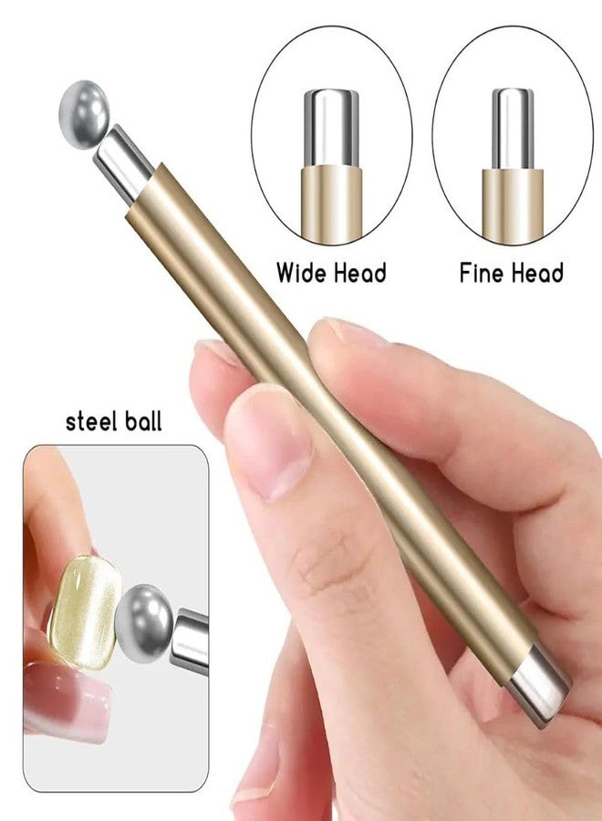 THR3E STROKES Essentials Cat Eye Magnetic for Nails Double-Head Nail Magnet Sturdy Cat Eye Magnet for Nails with Round Magnetic Bead Multifunctional Magnet for Cat Eye Gel Polish Home DIY (BALL MAGNET) (GOLD) - Image 3