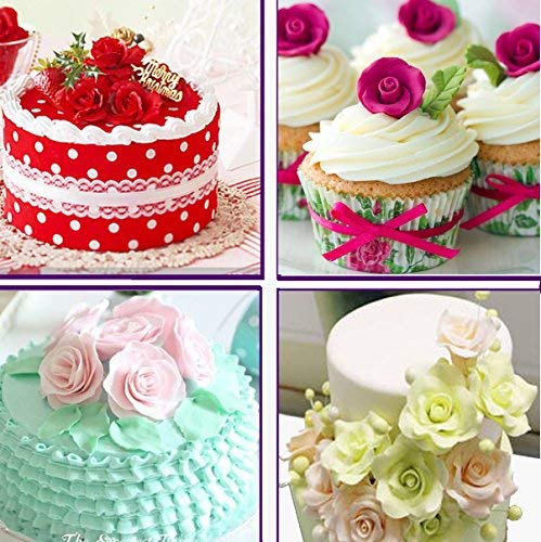 Syga 3pcs Cake Decoration Mold DIY OnePiece Molded Fondant Roses Printing Mould Tool Set Food Grade Cutter Modeling Tools for Christmas Party Wedding Cake in Mould Dessert Decorators White - Image 3