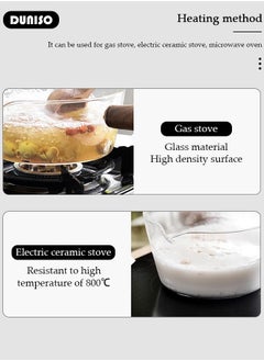 DUNISO Glass Cooking Pot Saucepan with Cover, 400ml Heat-resistant Glass Stovetop Pot and Pan with Lid, The Best Handmade Glass Cookware Set Cooktop Safe for Pasta Noodle, Soup, Milk, Baby Food  - Image 2