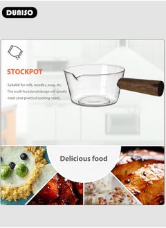 DUNISO Glass Cooking Pot Saucepan with Cover, 400ml Heat-resistant Glass Stovetop Pot and Pan with Lid, The Best Handmade Glass Cookware Set Cooktop Safe for Pasta Noodle, Soup, Milk, Baby Food  - Image 3