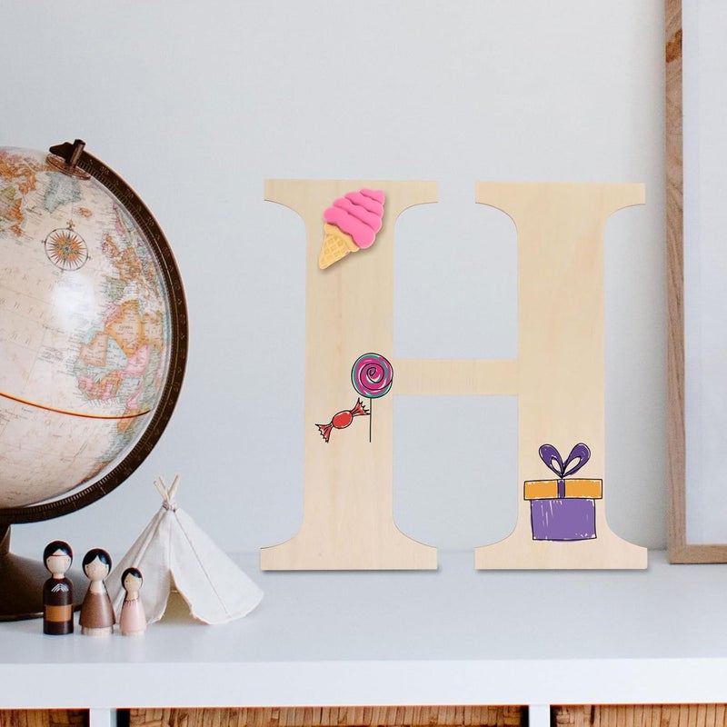 Bug proof seal SEWACC Wooden Alphabet Letter H for Crafts DIY Painting Large Hanging Wood Letter Sign Unfinished Wood Piece for Room Wall Decor and Centerpieces Scratch resistant - Image 5