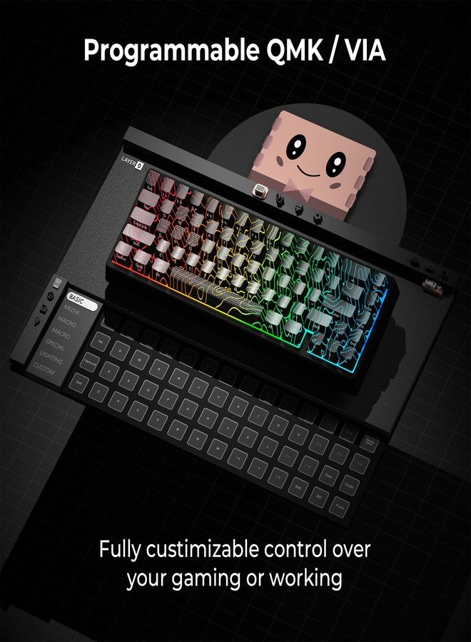 HITIME x XVX M67 60% Wireless Keyboard, QMK/VIA Survey Keyboard, Three-Mode Creamy Mechanical Keyboard, Hot Swappable Mount, RGB IMD Technology for Win/Mac, Black - Image 5