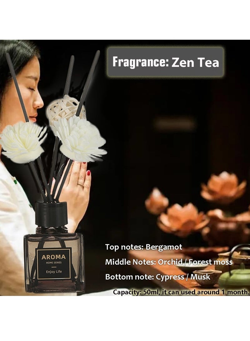 SänHahn 50ml Reed Diffuser Set : Zen Tea Blended Fragrance Diffuser Air Fresheners, Long-Lasting Aromatherapy Diffusers Essential Oil, for Home Bedroom Bathroom Office Decor(10% Conc) - Image 2