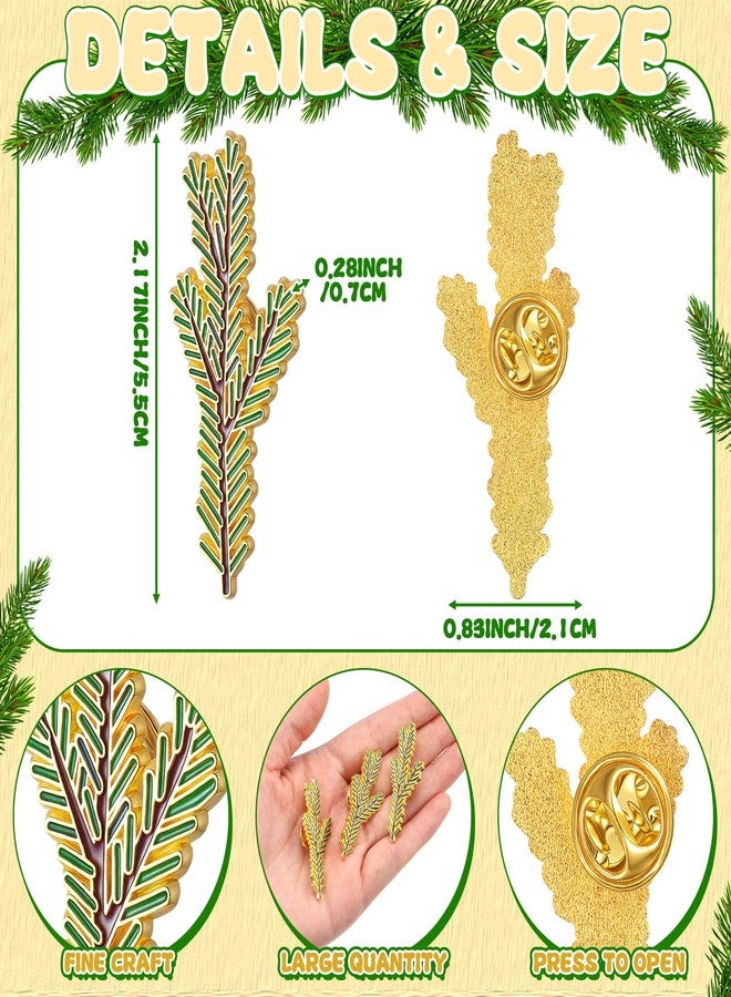 تونديامو تونديمو 48 قطعة دبابيس عيد الميلاد 24/48 قطعة دبابيس مينا على شكل غصن صنوبر ذهبي دبابيس طية صدر السترة إكسسوارات أزياء لحفلات الزفاف وعيد الأم وهدايا حفلات عيد الميلاد - Image 2
