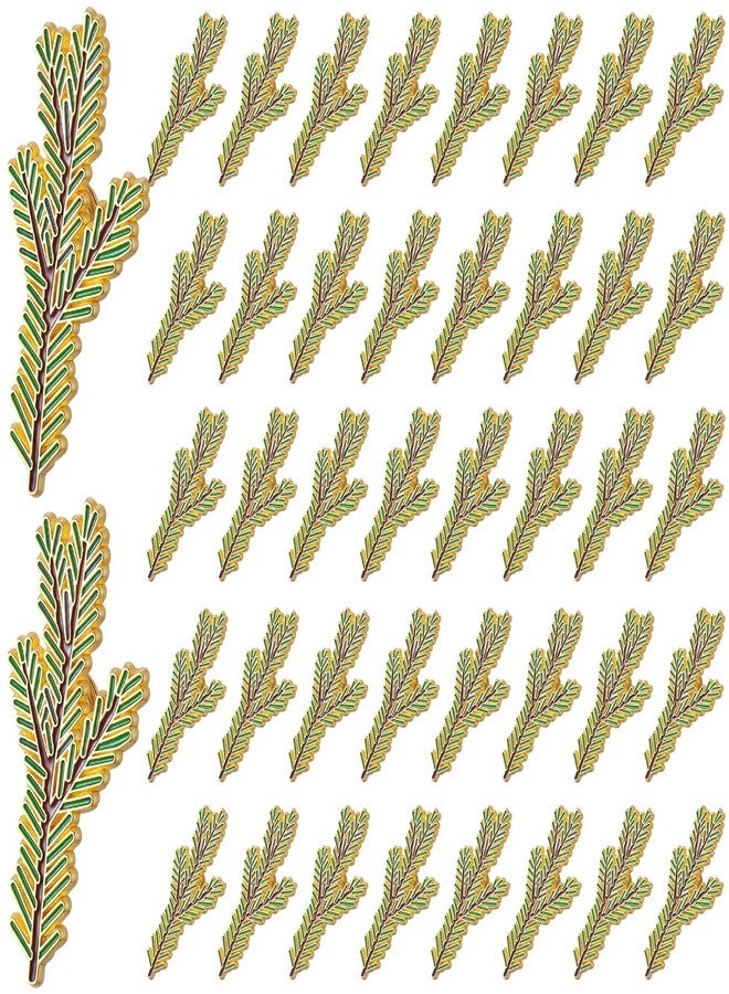 تونديامو تونديمو 48 قطعة دبابيس عيد الميلاد 24/48 قطعة دبابيس مينا على شكل غصن صنوبر ذهبي دبابيس طية صدر السترة إكسسوارات أزياء لحفلات الزفاف وعيد الأم وهدايا حفلات عيد الميلاد - Image 1