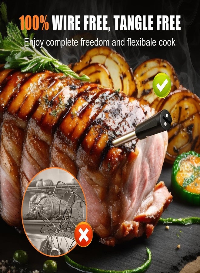 INSMART Wireless Smart Meat Thermometer,330FT Bluetooth Range,100% Waterproof,Precision Cooking Grilling,Multi Sensors,for BBQ,Oven,Grill,Kitchen,Smoker, Rotisserie Turkey Beef (Wood) - Image 3