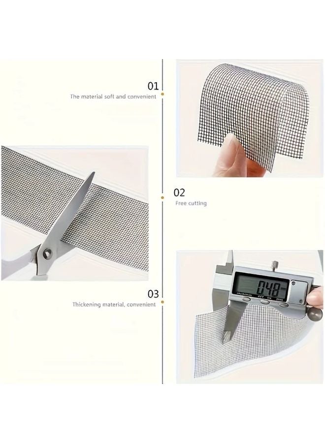 Gray Self Adhesive Fiberglass Window Repair Tape Mesh Patch Kit For Holes Mosquito - Image 5