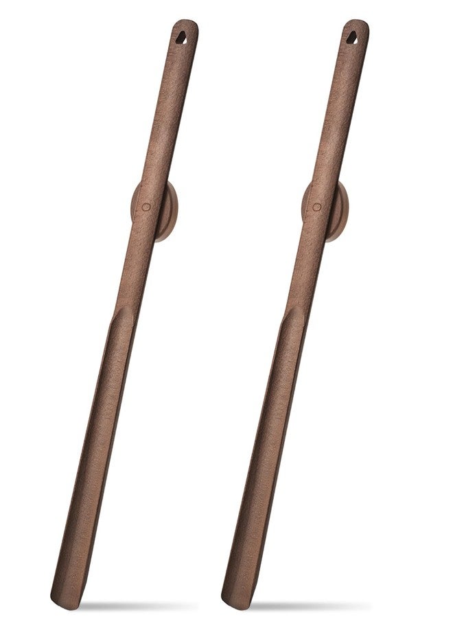 Geelin 2 Pcs 20'' Magnetic Shoehorn, Long Wooden Shoe Horn Long Handle Shoehorn for Seniors Men Women, Magnetic Base Wall Mounted Dressing Stick for Elderly Limited Mobility (Walnut) - Image 1