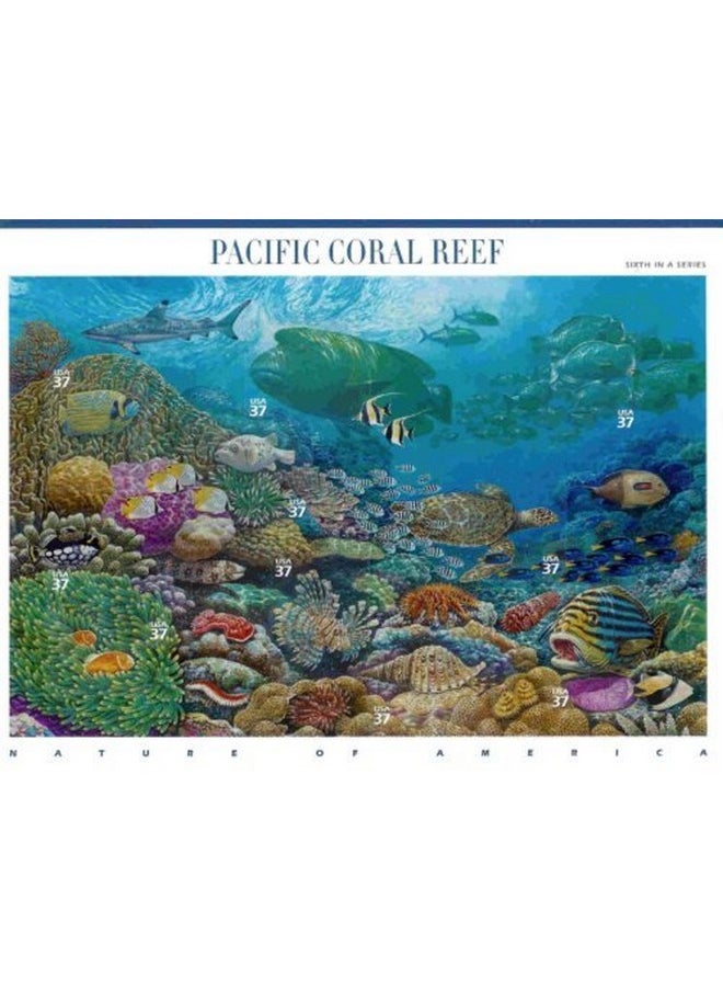 USPS Pacific Coral Reef (Nature Of America) Full Sheet Of 10 X 37Cent Postage Stamps Usa 2004 Scott 3831  - Image 2