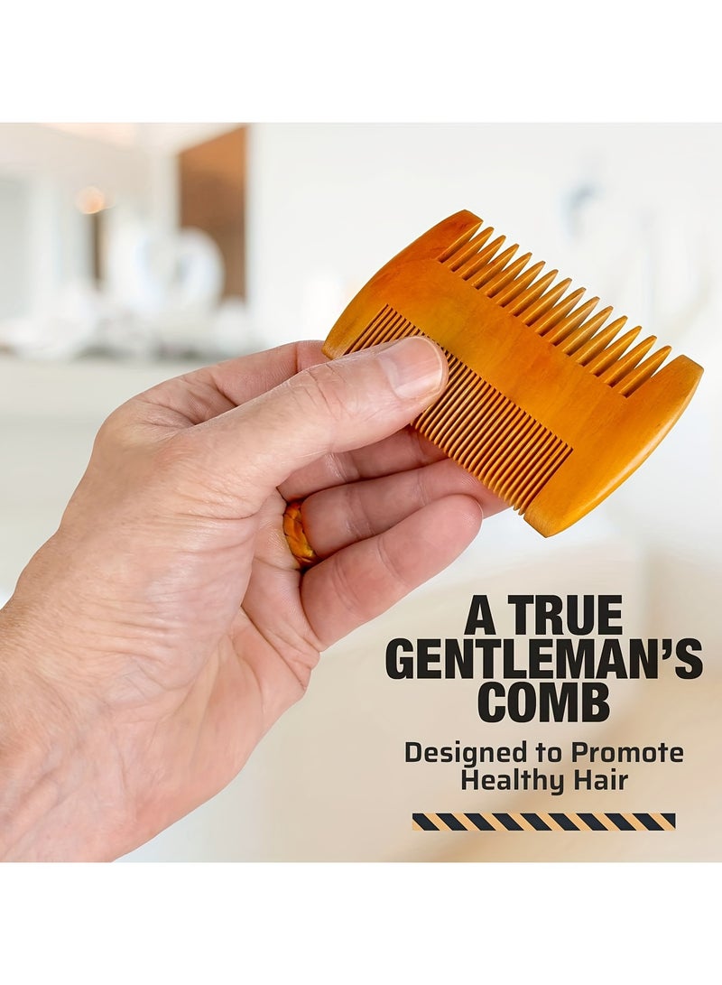 Beard Essentials Wooden Beard & Hair Comb Set for Men – Premium Grooming Kit with Wooden Comb, Beard Brush & Scissors – Perfect for Styling Beards, Mustaches & Head Hair – Great Father’s Day Gift - Image 3