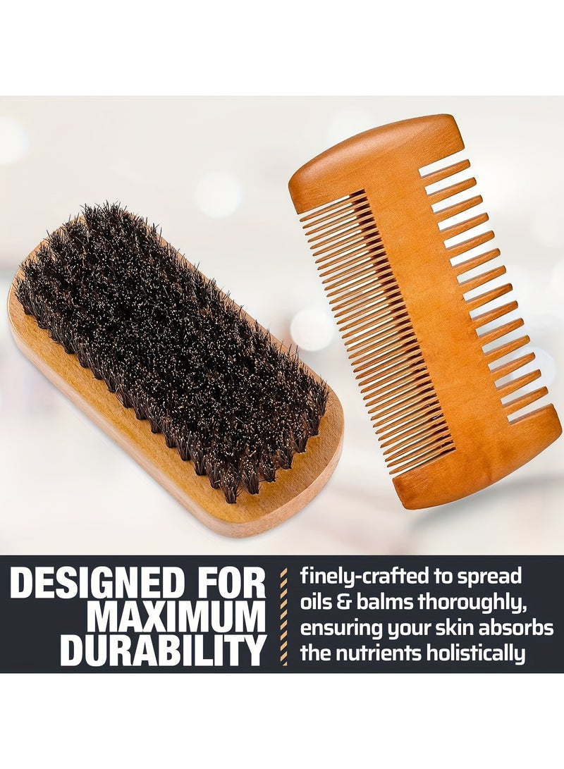 Beard Essentials Wooden Beard & Hair Comb Set for Men – Premium Grooming Kit with Wooden Comb, Beard Brush & Scissors – Perfect for Styling Beards, Mustaches & Head Hair – Great Father’s Day Gift - Image 2
