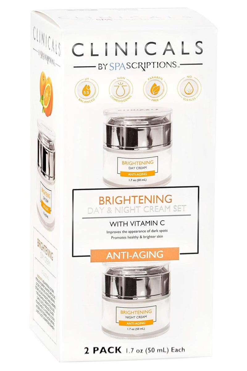 SpaScriptions Clinicals Brightening Vitamin C Day  Night Cream Set  2 Pack 17oz