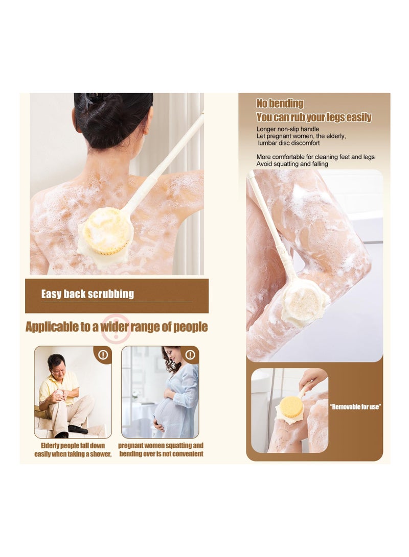 SYOSI Retractable Long Handle Back Scrubber for Shower, 28 Inches Double-Sided Shower Brush for Body, Exfoliator with Bristles and Loofah Sponge, Suitable for Elderly and Pregnant Women - Image 3