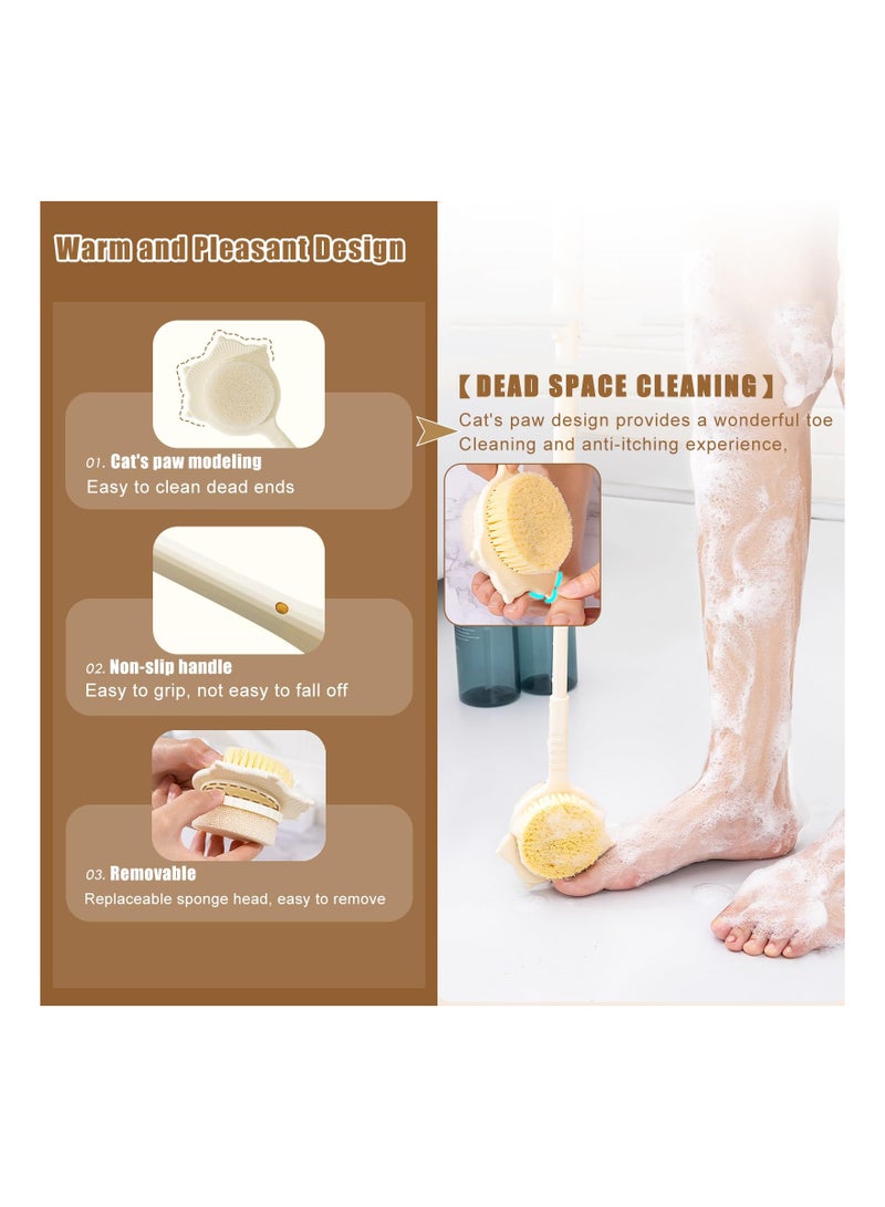 SYOSI Retractable Long Handle Back Scrubber for Shower, 28 Inches Double-Sided Shower Brush for Body, Exfoliator with Bristles and Loofah Sponge, Suitable for Elderly and Pregnant Women - Image 4