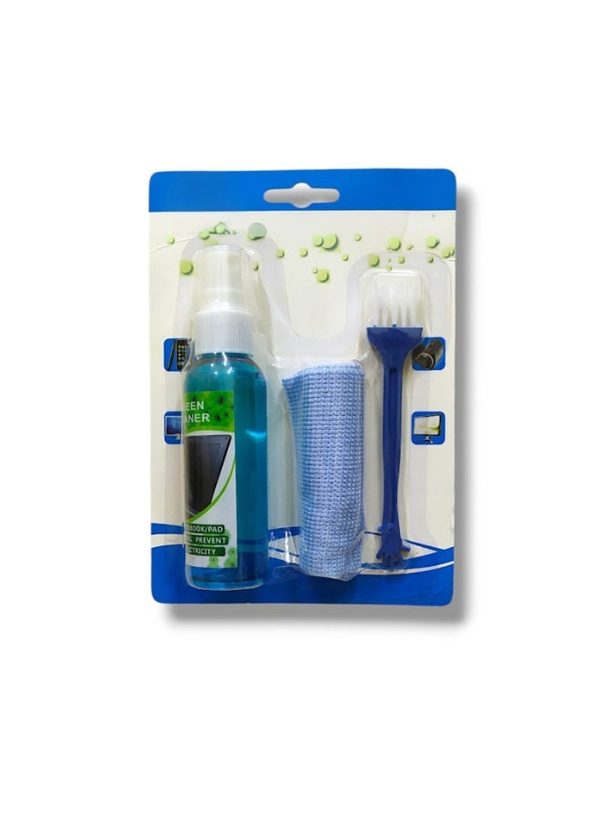 طقم منظف شاشات 3 في 1 – سائل + فوطة + فرشاة – مناسب للجوالات واللابتوب والشاشات - Image 2