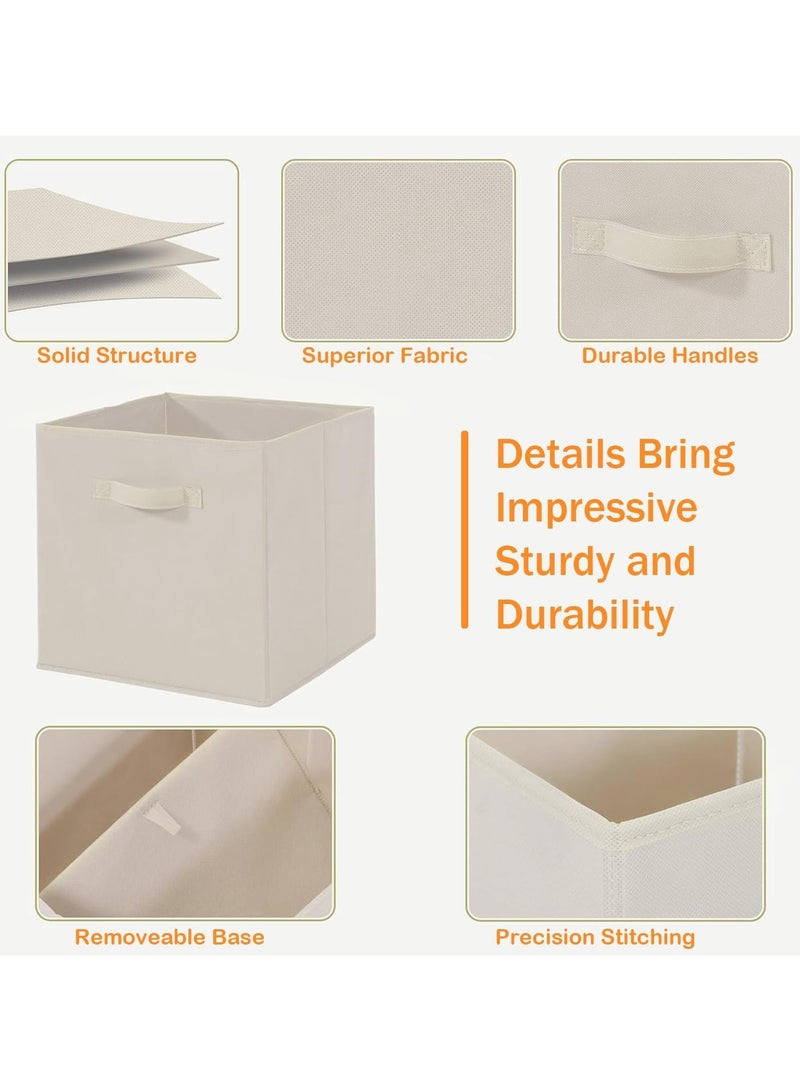 VUCATIN 6 Pcs storage bins Collapsible Fabric Storage Cubes Organizer with Handles Durable Storage Bins for Closet Shelves Offices Toys(10.5*11*10.5in Beige)  - Image 2