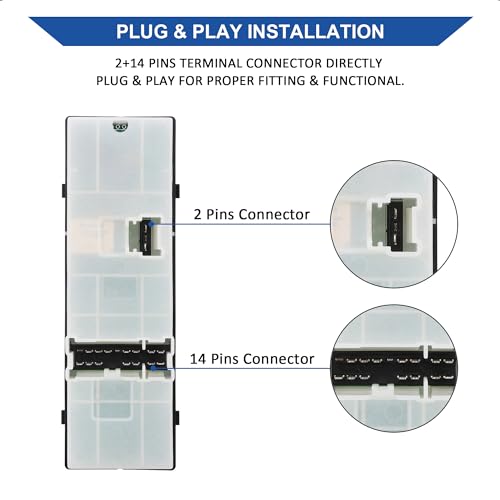 Obaee Driver Side Power Master Window Control Switch Button Compatible with 2007-2012 Nissan Altima Replace 25401-ZN50B, 25401-ZN50C, 2+14 Pins - Image 5