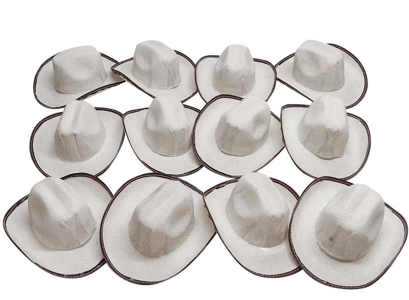 More Fiesta Mini Cowboy Rodeo Hats, 5 Inches Size - 12 Pack (Beige) - Image 1