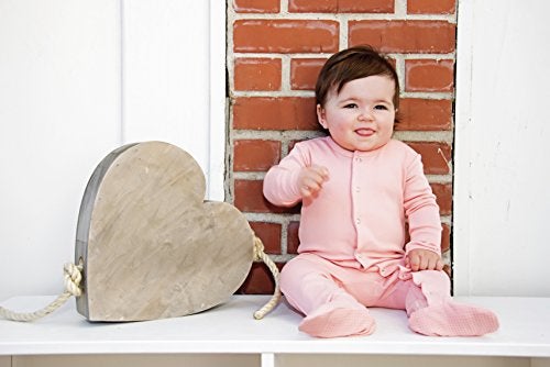 L'ovedbaby Baby Girls Organic Snap One Piece Footies, Coral, 6-9 Months US - Image 2