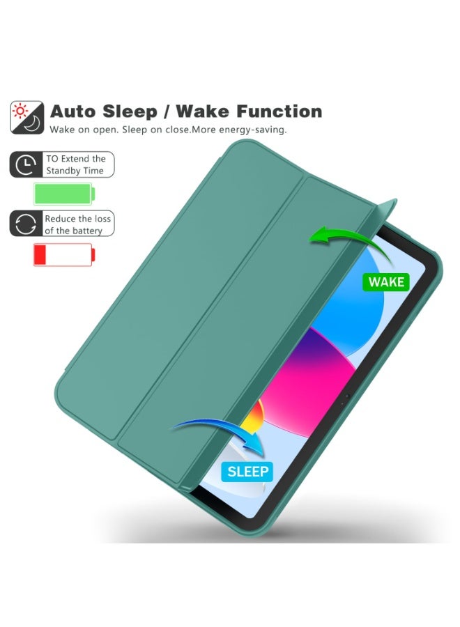 for HUAWEI Matepad SE 11 inchCase Cover ,Transparent Airbag With Pen Slot For Anti Drop, Tablet Protective Cover, Triple Fold Multi Angle Design, Automatic Wake-up/sleep, Soft Leather，Green  - Image 4