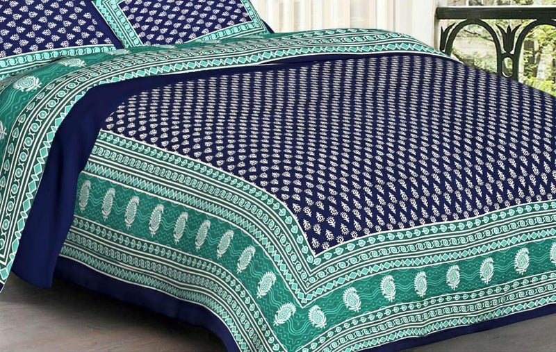 SDC Dreams HomeShop 100 Pure Cotton Rajasthani Tradition Queen Size Double Bedsheets with 2 Pillow Covers Queen Size Jaipuri Bedspreads - Image 2