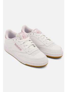 Reebok Women Club C 85 Lace Up Outdoor Shoes, White/Pink  - Image 1