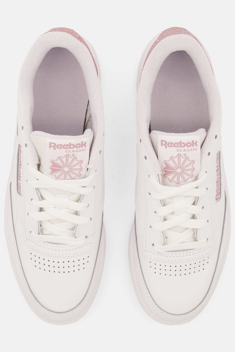 Women Club C 85 Lace Up Outdoor Shoes, White/Pink