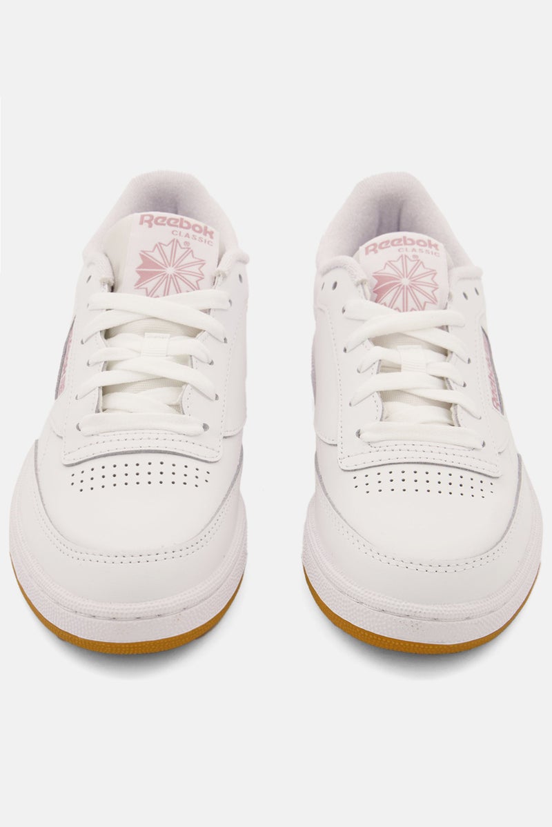 Women Club C 85 Lace Up Outdoor Shoes, White/Pink