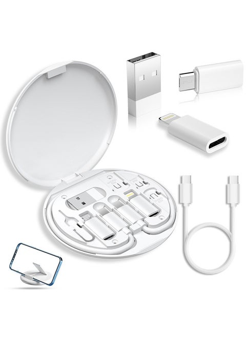 Portable 60W data cable adapter 6-in-1 set, fully functional urban survival set, 5-in-1、Portable digital accessory data cable folding set suitable for Apple Android universal fast charging data cable