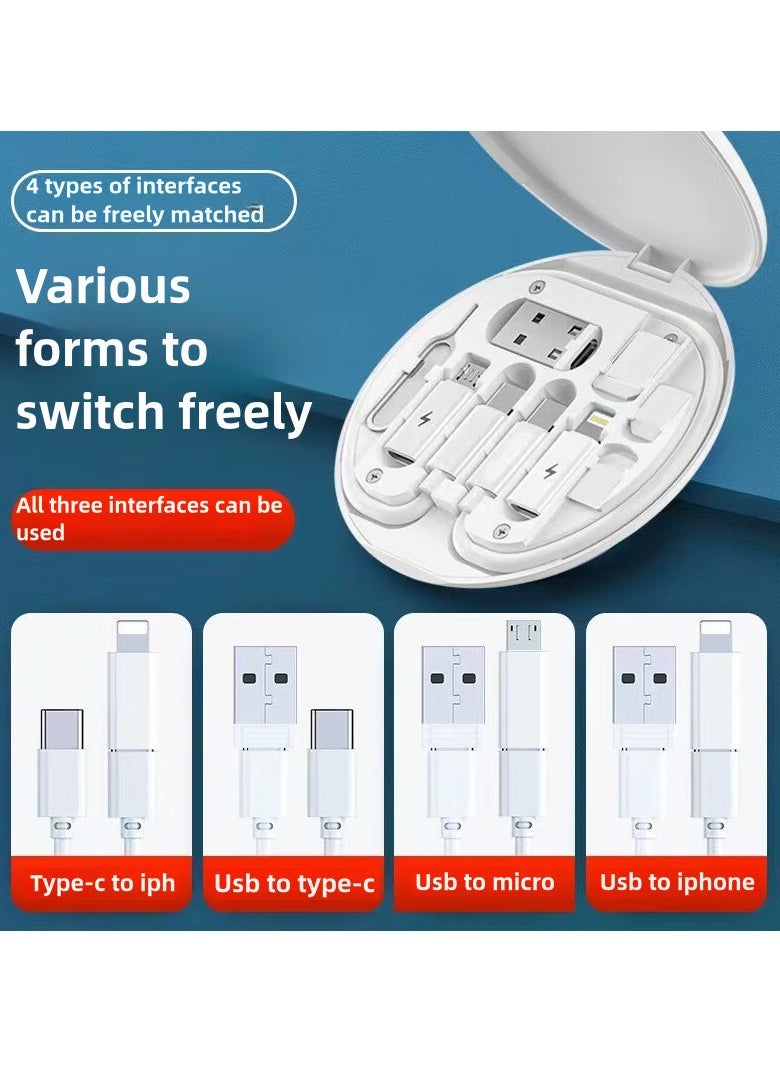 Generic - Portable 60W data cable adapter 6-in-1 set, fully functional urban survival set, 5-in-1、Portable digital accessory data cable folding set suitable for Apple Android universal fast charging data cable - Image 1