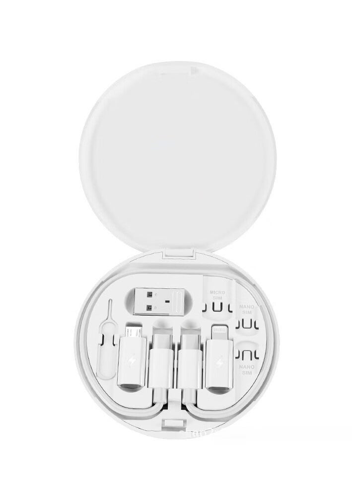 Generic - Portable 60W data cable adapter 6-in-1 set, fully functional urban survival set, 5-in-1、Portable digital accessory data cable folding set suitable for Apple Android universal fast charging data cable - Image 1