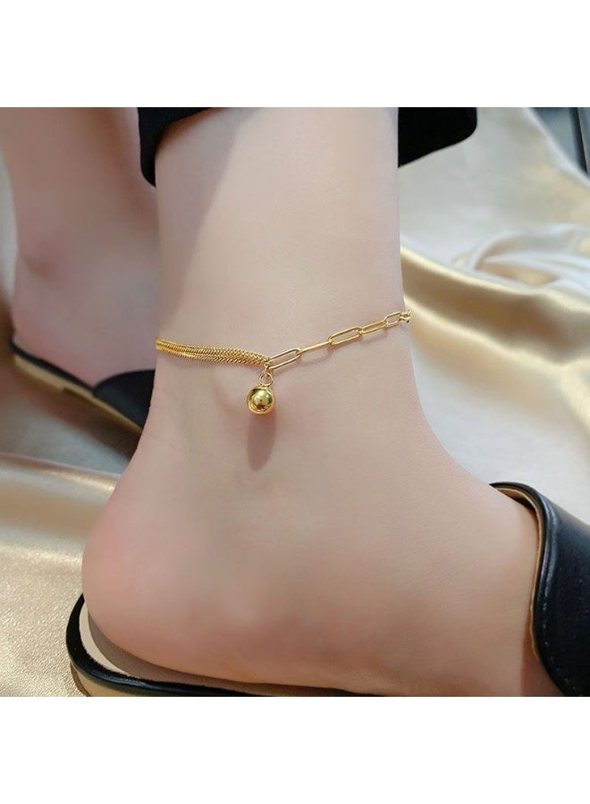 خلخال مطلي بالذهب عيار 18 قيراطًا للنساء، أساور أنكلت ساحرة