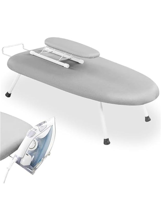 TRASSLE Countertop Ironing Board, Portable Ironing Board with Ironing Rest Foldable Sleeve Ironing Table Top Space Saving Mini Ironing Station Cover T-Leg Heat Resistance Pad for Laundry Dorm - Image 1