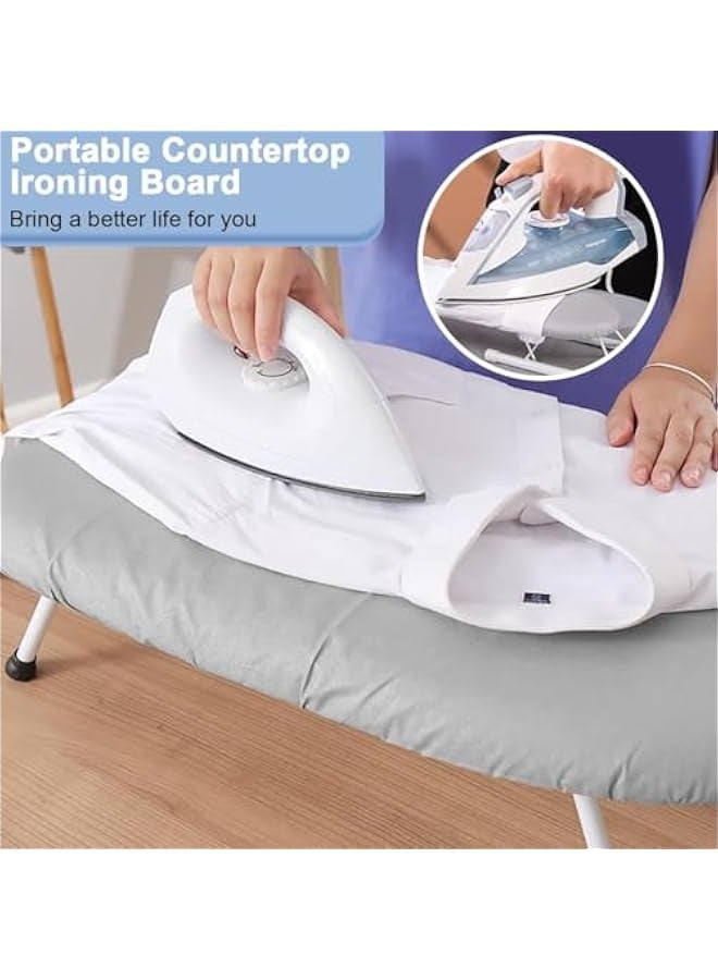 TRASSLE Countertop Ironing Board, Portable Ironing Board with Ironing Rest Foldable Sleeve Ironing Table Top Space Saving Mini Ironing Station Cover T-Leg Heat Resistance Pad for Laundry Dorm - Image 2