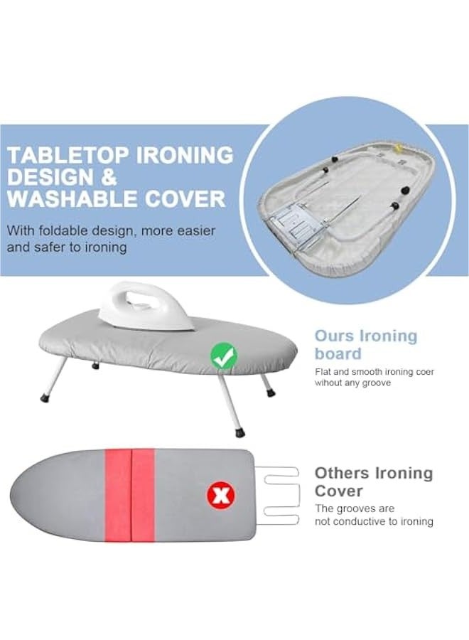 TRASSLE Countertop Ironing Board, Portable Ironing Board with Ironing Rest Foldable Sleeve Ironing Table Top Space Saving Mini Ironing Station Cover T-Leg Heat Resistance Pad for Laundry Dorm - Image 5