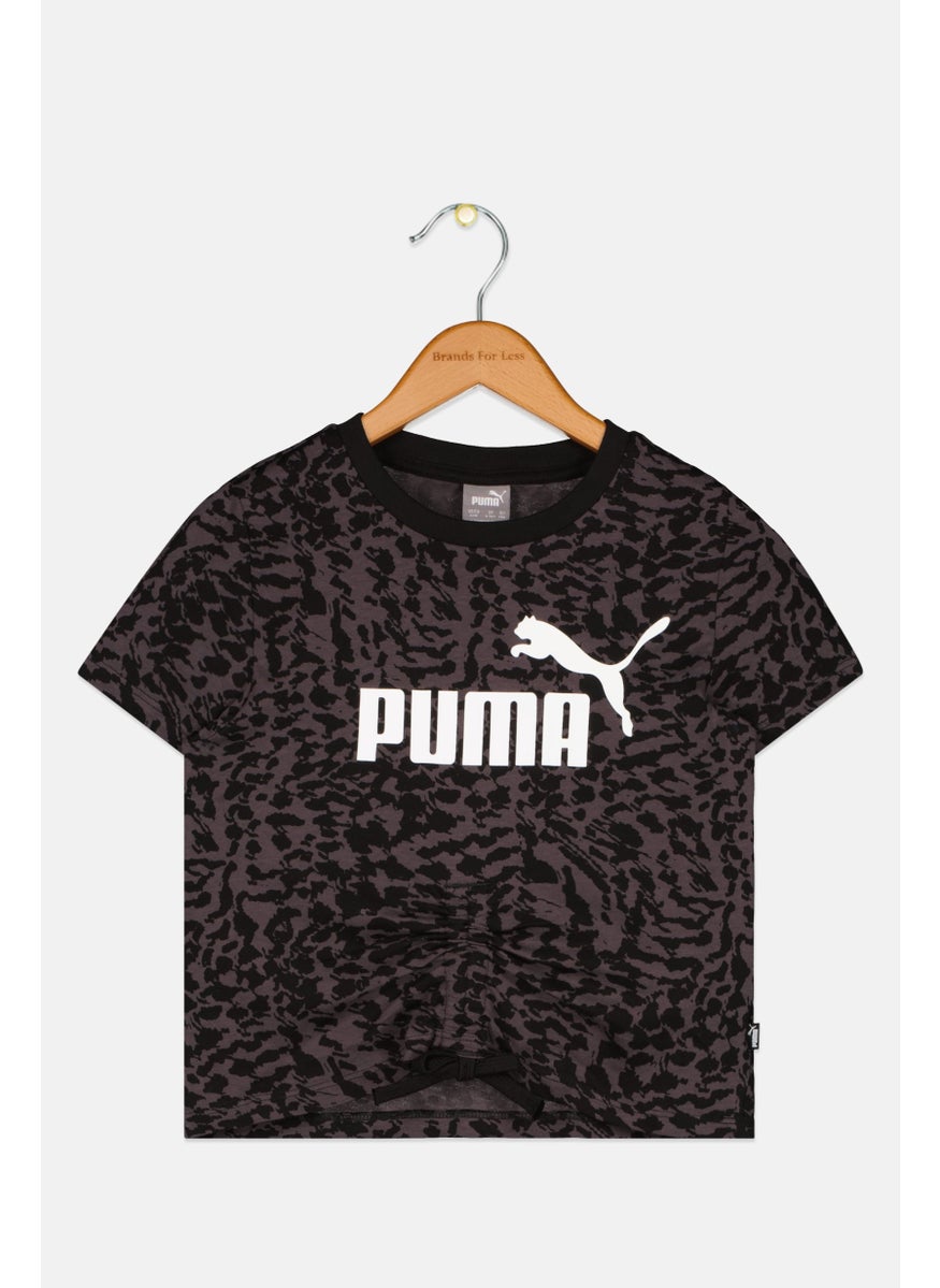 PUMA Kids Girl Sportswear Fit Short Sleeve Outdoor T-Shirt, Black Combo  - Image 1