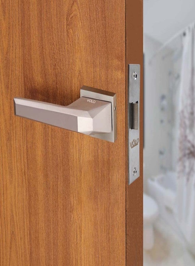 Volo Luxury Series Mortise Door Lock | Bedroom Door Lock with Brass Cylinder and Brass Lock Body with Brass Keys for Home/Hotels/Office. (Model no 2162) (Bathroom Latch, Satin Silver) - Image 2