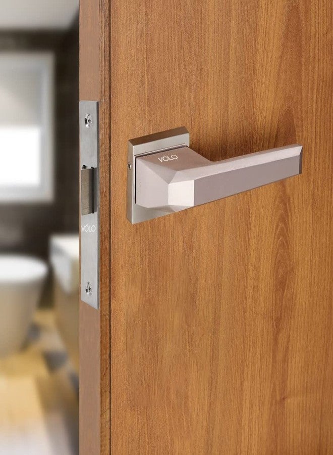 Volo Luxury Series Mortise Door Lock | Bedroom Door Lock with Brass Cylinder and Brass Lock Body with Brass Keys for Home/Hotels/Office. (Model no 2162) (Bathroom Latch, Satin Silver) - Image 1