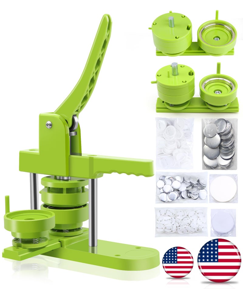 Happizza Button Maker Machine Multiple Sizes, Pin Maker Machine 2.25 inch+3 inch, Interchangeable Button-Models Badge Button Press Machine with 200 Sets 58mm+75mm Button Maker Supplies&Circle Cutter - Image 1