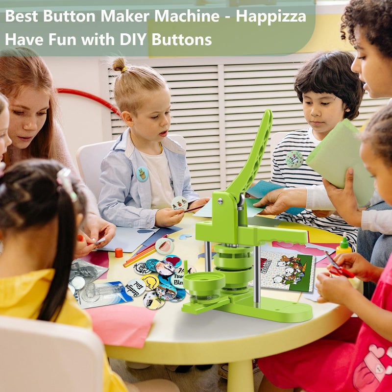 Happizza Button Maker Machine Multiple Sizes, Pin Maker Machine 2.25 inch+3 inch, Interchangeable Button-Models Badge Button Press Machine with 200 Sets 58mm+75mm Button Maker Supplies&Circle Cutter - Image 4