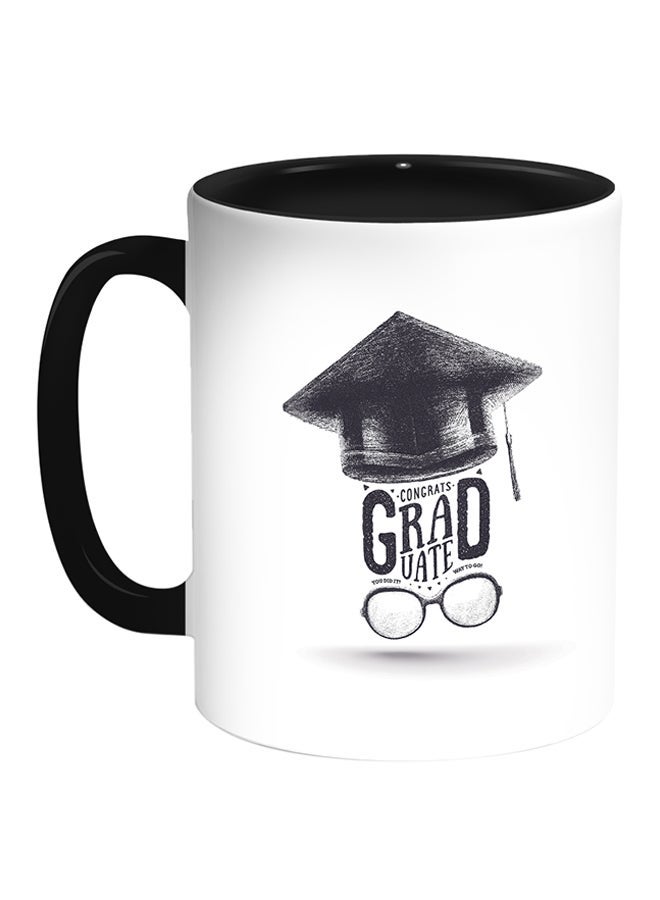 RYN Graduation Hat Printed Coffee Mug White/Black 11ounce