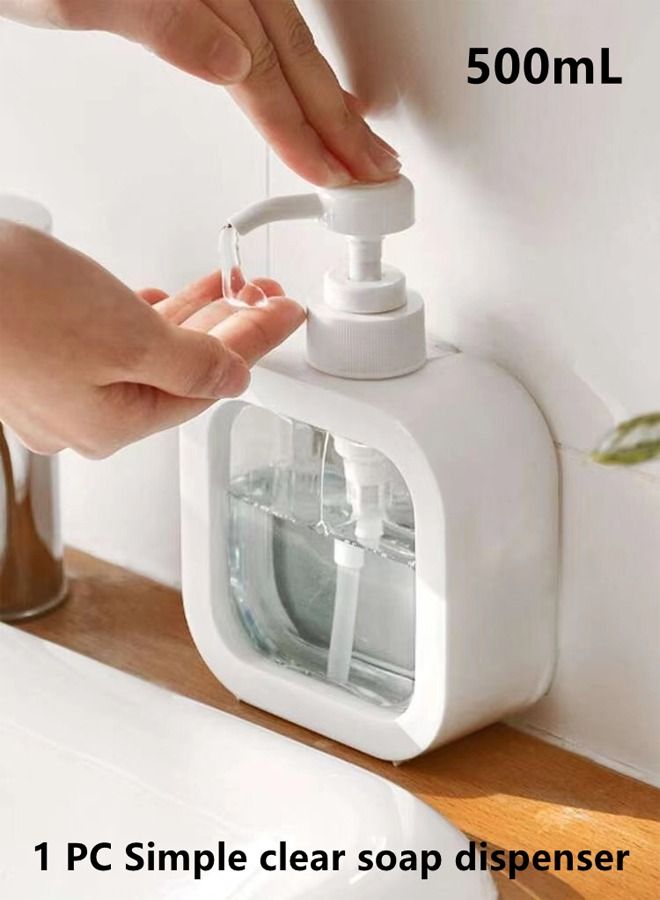 Kutis موزع لوشن الصابون الشفاف البسيط من قطعة واحدة باللون الأبيض 12.5 × 6 × 19 سم  - Image 1