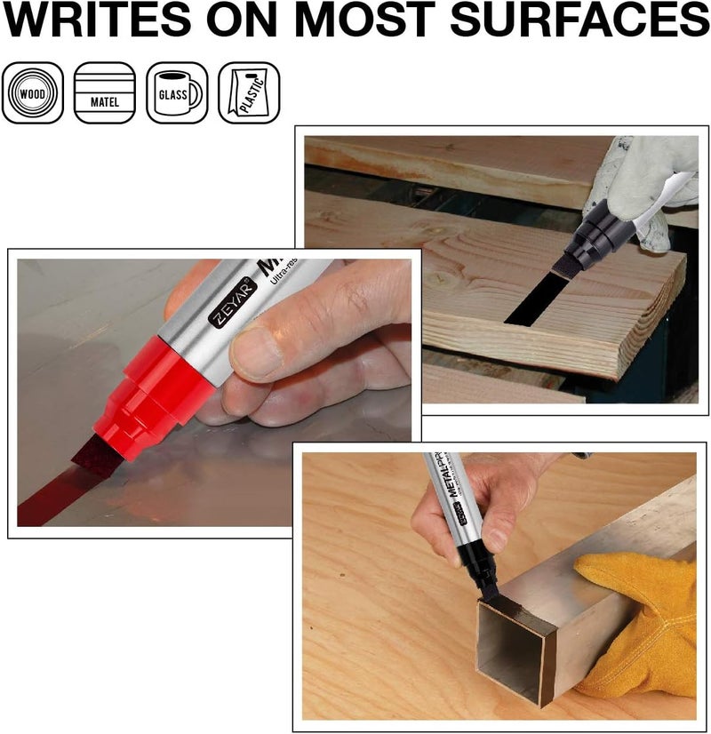 ZEYAR Permanent Markers, JUMBO Size, Set of 2, Premium Waterproof & Smear Proof Markers, Quick Drying- Great on Plastic,Wood,Stone,Metal and Glass for Doodling and Marking (Black & Green) - Image 4
