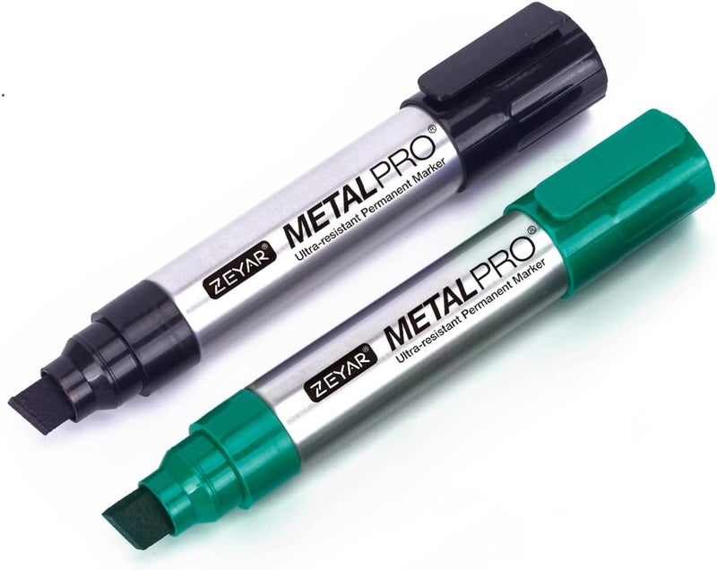ZEYAR Permanent Markers, JUMBO Size, Set of 2, Premium Waterproof & Smear Proof Markers, Quick Drying- Great on Plastic,Wood,Stone,Metal and Glass for Doodling and Marking (Black & Green) - Image 1