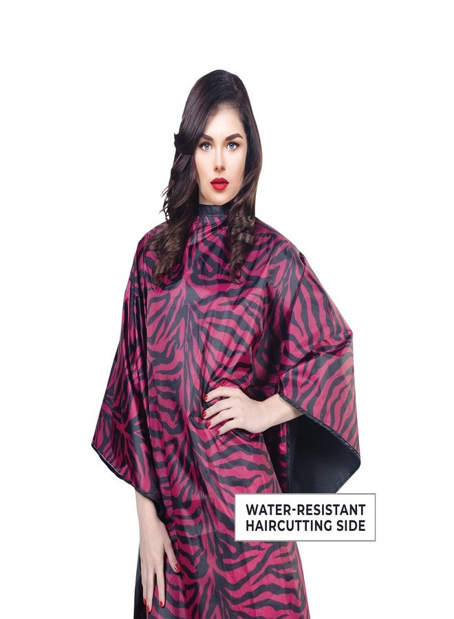 Cricket Flip Reversible Zebra All Purpose Barber Cape for Salon Professionals, Adjustable Metal Snap Neck Closure, Water Resistant & Bleach Proof, Hair Cutting Cape - Black/Pink, 54" x 59" - Image 4