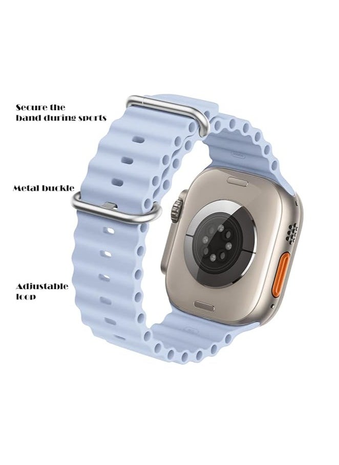 ten.tech - Ten Tech Silicone Band for Apple Watch Ultra/Ultra 2 49mm 45mm 44mm 42mm, Waterproof Soft Silicone Sports Band for iWatch Ultra SE 8/7/6/5/4/3/2/1, Sierra Blue - Image 1